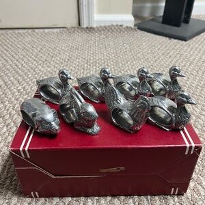 Countryware Pewter 8 piece Silver Farm Animal Napkin Rings Set